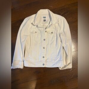 Old navy white jean jacket denim Xs women’s extra small